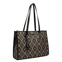 Geanta dama de plaja 031-1g motiv negru combinat
