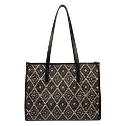 Geanta dama de plaja 031-1g motiv negru combinat