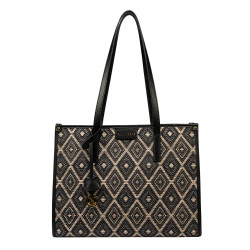 Geanta dama de plaja 031-1g motiv negru combinat