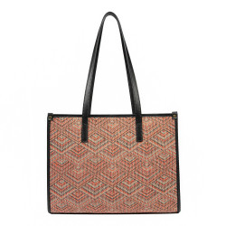 Geanta dama de plaja 031g motiv roz combinat