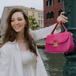 Geanta dama de mana 022g fuxia combinat lifestyle