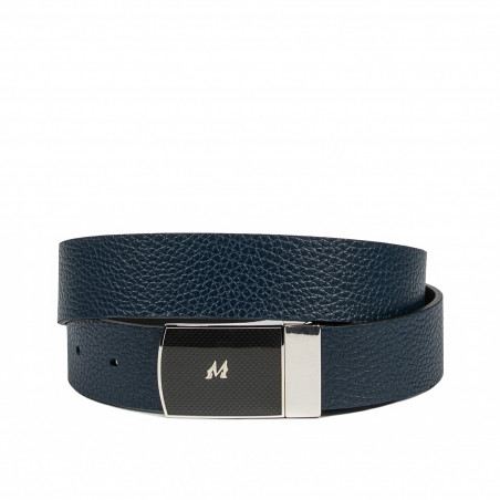 Curea barbati 62b bicolor biz albastru+negru mat