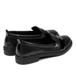 Pantofi casual/eleganti dama 6037 negru sidef combinat