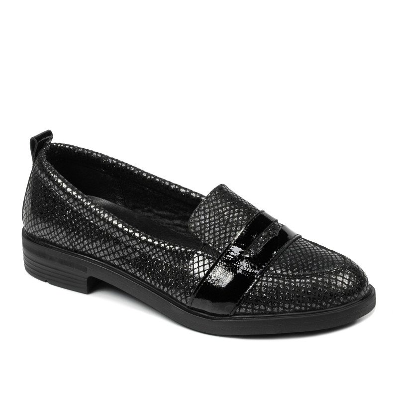Pantofi casual/eleganti dama 6037 negru sidef combinat