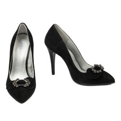 Pantofi eleganti dama 1279 negru antilopa