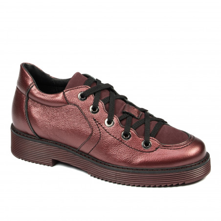 Pantofi casual dama 6026 bordo sidef combinat