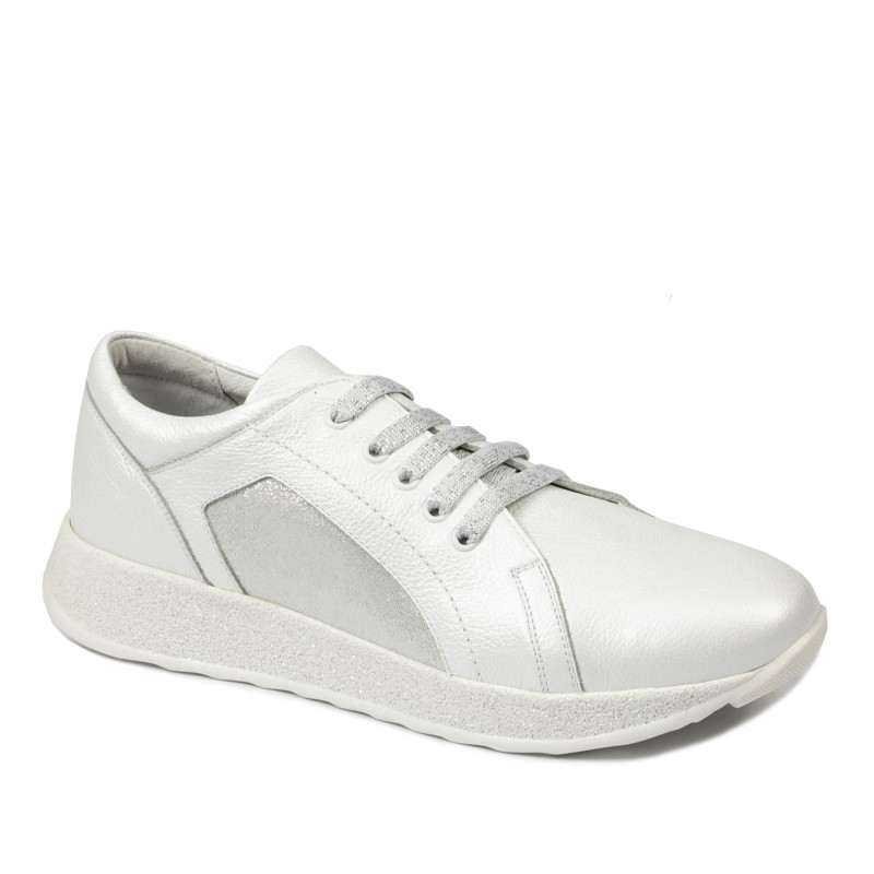 Pantofi sport/casual dama 6010 alb sidef combinat