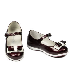 Pantofi copii mici 51c lac bordo+alb