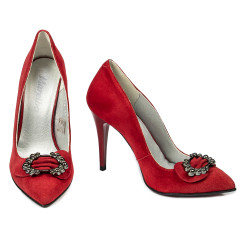 Pantofi eleganti dama 1279 rosu antilopa