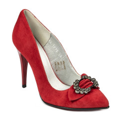 Pantofi eleganti dama 1279 rosu antilopa