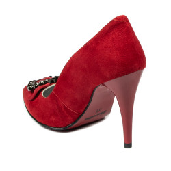 Pantofi eleganti dama 1279 rosu antilopa