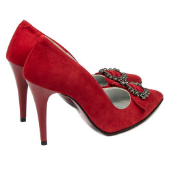 Pantofi eleganti dama 1279 rosu antilopa