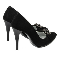 Pantofi eleganti dama 1279 negru antilopa
