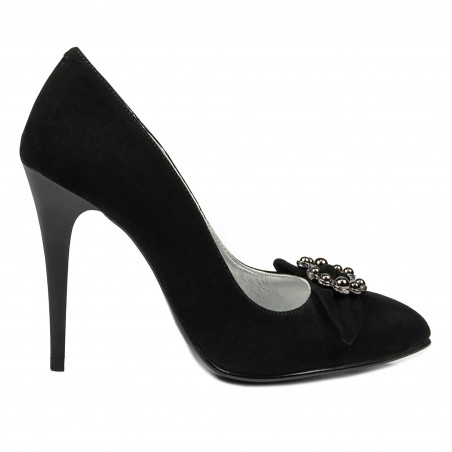 Pantofi eleganti dama 1279 negru antilopa