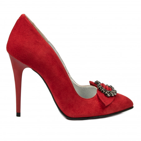 Pantofi eleganti dama 1279 rosu antilopa