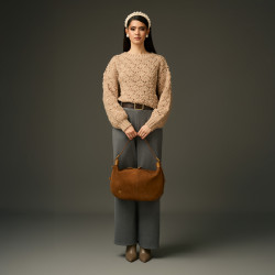 Geanta dama de mana 038g suede maro lifestyle