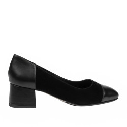 Pantofi eleganti dama 1332 negru velur combinat