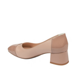 Pantofi eleganti dama 1332 lac nude combinat