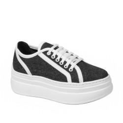 Pantofi sport dama 6089 jeans negru combinat