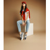 Pantofi sport dama 6089 jeans negru combinat lifestyle