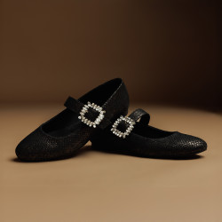 Női balerinák 1314 nyomott fekete lifestyle