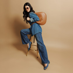 Női balerinacipők 1309 kék farmer lifestyle