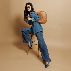 Női balerinacipők 1309 kék farmer lifestyle