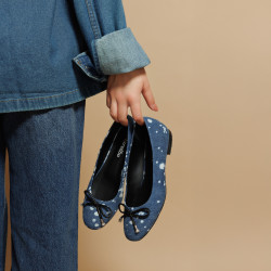 Női balerinacipők 1309 kék farmer lifestyle