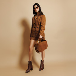 Geanta dama de mana 038g suede maro
