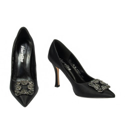 Pantofi eleganti dama 1339 satin negru