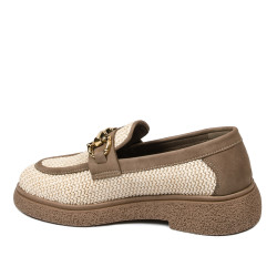 Női alkalmi cipők 6092 bézs raffia kombináció