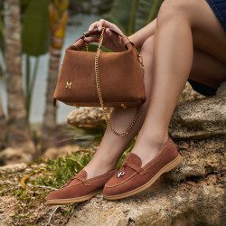 Mocasini dama 6082 camel velur lifestyle