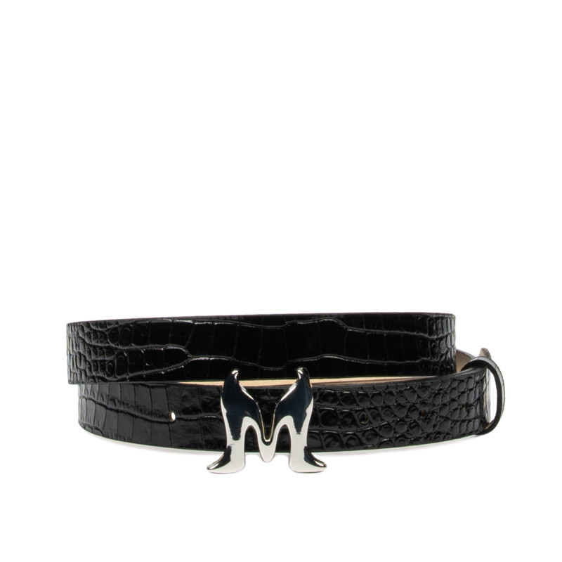 Női öv 41-1m krokodil lakk fekete