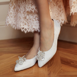 Női balerinacipő 1354 fehér szatén lifestyle