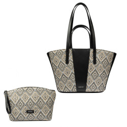 Női strandtáska 044g 01 rafia noir