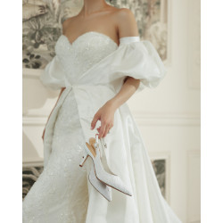 Női szandál 1353 fehér szatén