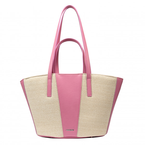 Női strandtáska 044g 01 barbie rózsaszín+raffia