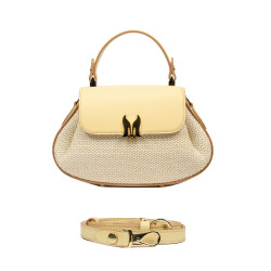 Női kézitáska 042g vajsárga+raffia