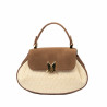 Női kézitáska 042g barna velúr+raffia