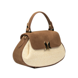 Női kézitáska 042g barna velúr+raffia