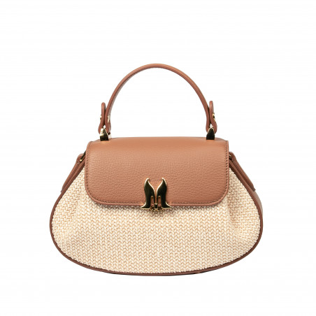 Női kézitáska 042g biz teve+raffia