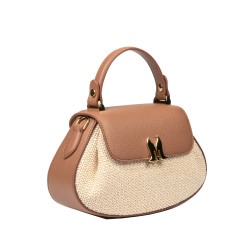 Női kézitáska 042g biz teve+raffia