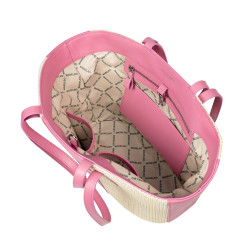 Női strandtáska 044g 01 barbie rózsaszín+raffia