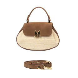 Női kézitáska 042g barna velúr+raffia