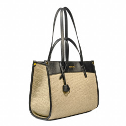 Női strandtáska 045g fekete napa+rafia