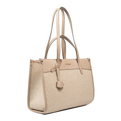 Női strandtáska 045g nude+raffia