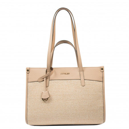 Női strandtáska 045g nude+raffia