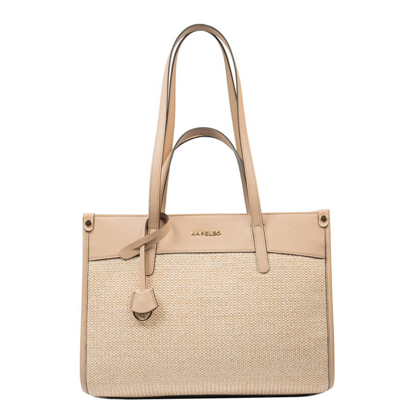 Női strandtáska 045g nude+raffia