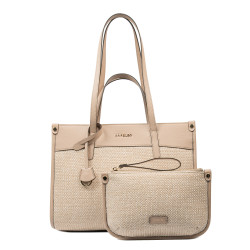 Női strandtáska 045g nude+raffia