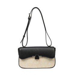 046g 01 fekete napa+raffia női válltáska